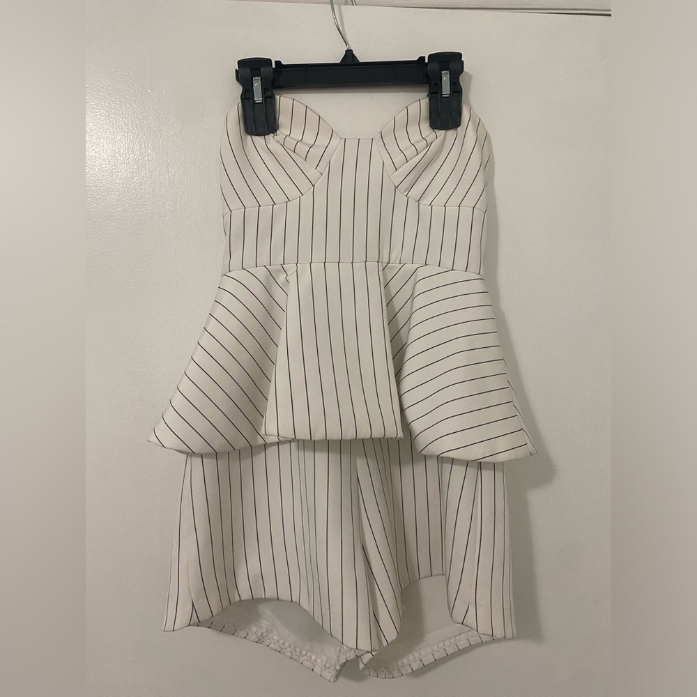 Finders Keepers White Striped Romper